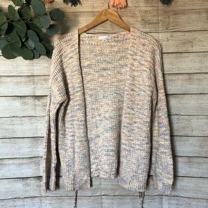 Open Knit Cardigan Multicolor Confetti Sweater